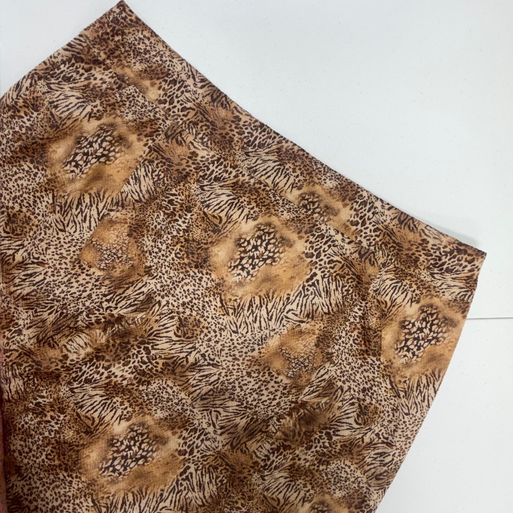 Chico's Animal Print Pencil Skirt Brown Leopard Zebra Size 3 XL Stretch Midi